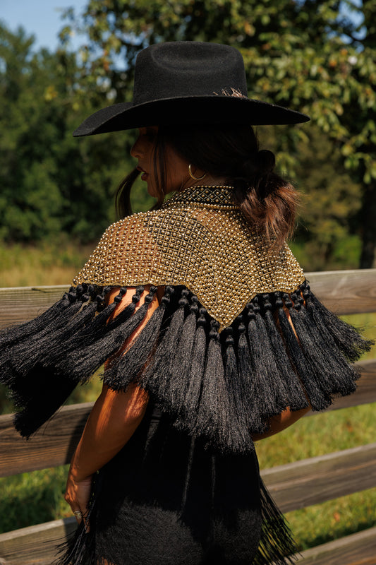 Two Tone Fringe Tassel Cape