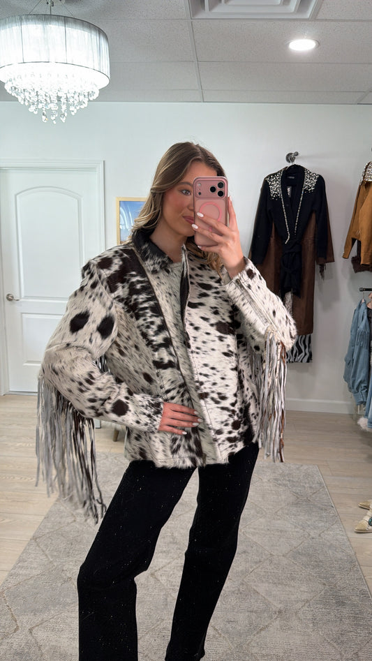 NEW!! Cowhide Jacket with Fringe #1 - Size Large