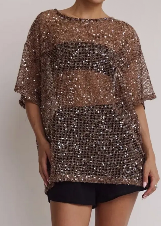 Sequin Oversized Top in 4 Colors - PREORDER