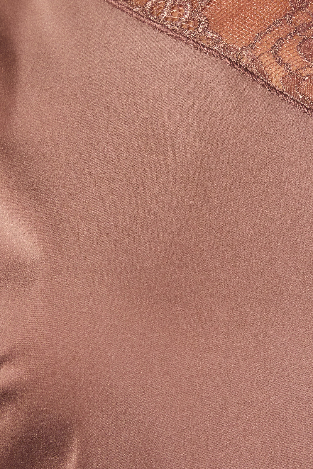 Satin Lace Trim Top in Mocha
