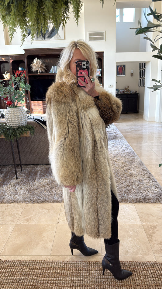 #37 Vintage Coyote Fur Full Length Coat