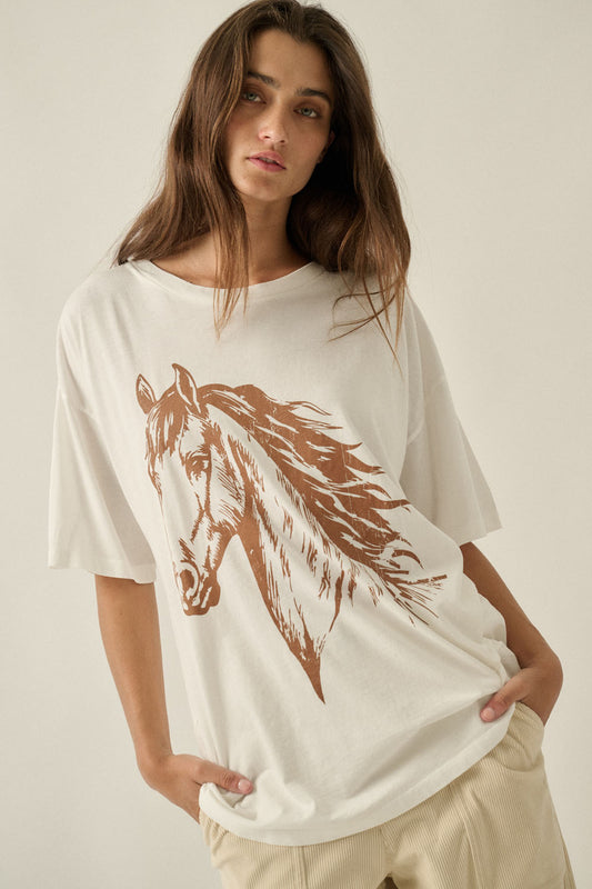 Vintage Horse Graphic Tee - Ivory