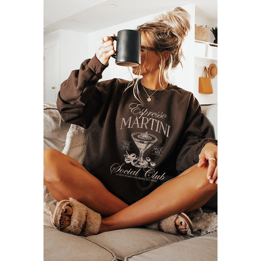 FINAL SALE!! Espresso Martini Social Club Sweatshirt in Brown