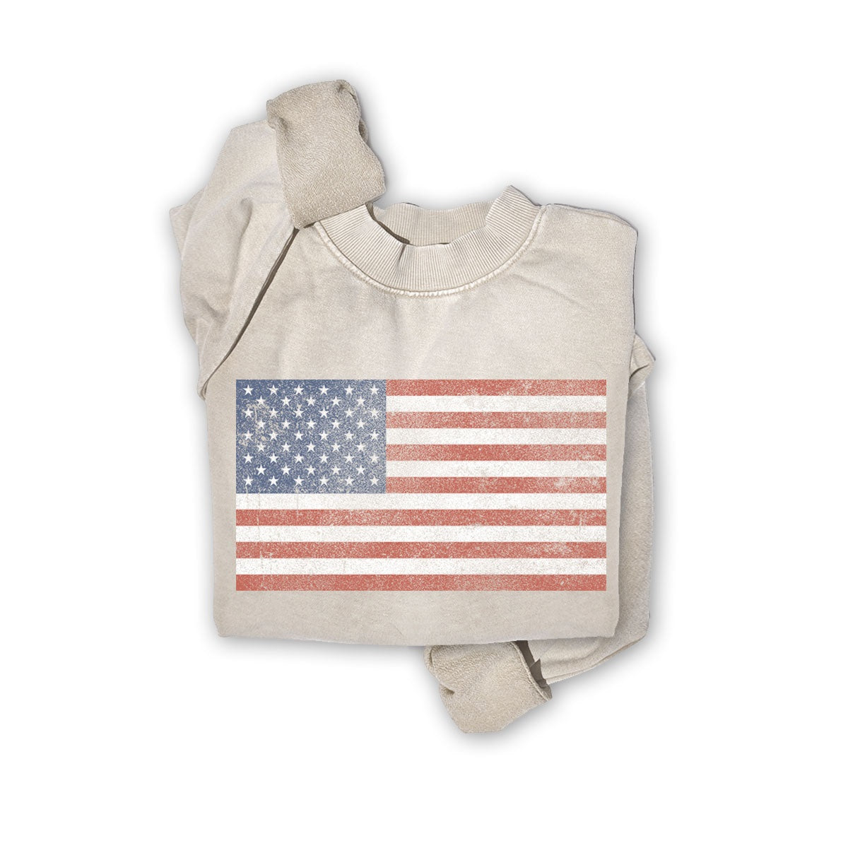 "American Flag" Sweatshirt in Mineral Oatmeal