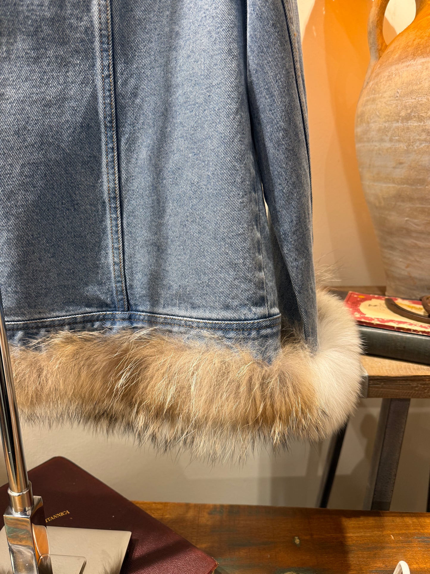 LIMITED EDITION! Denim Jacket w/ Vintage Coyote Trim