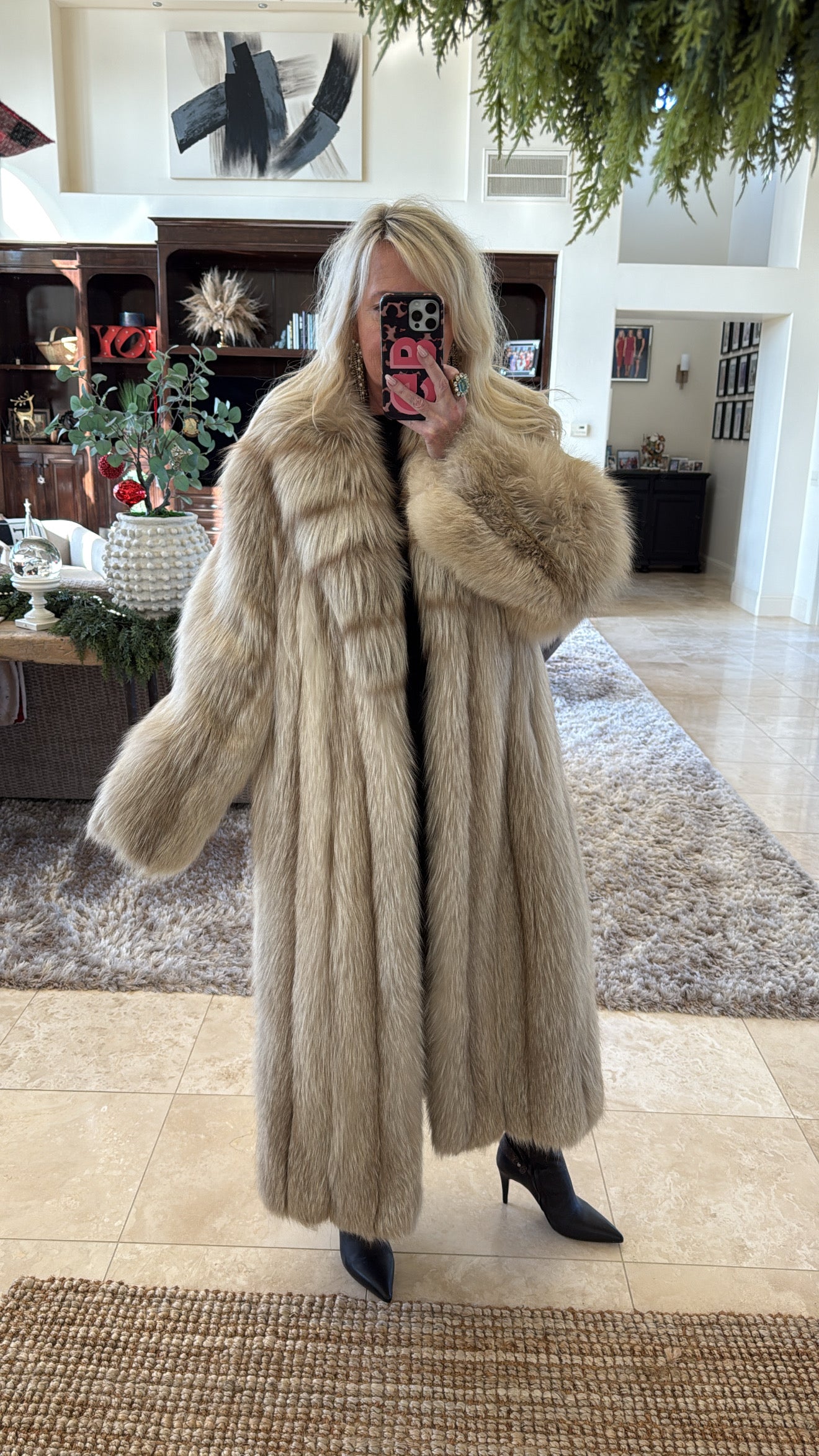 #35 Vintage White Fox Full Length Coat