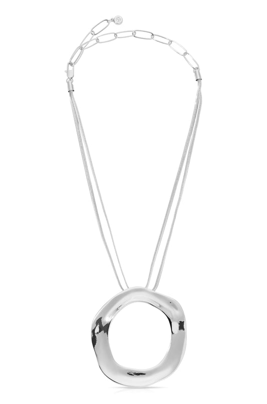 Open Circle Statement Necklace in Silver