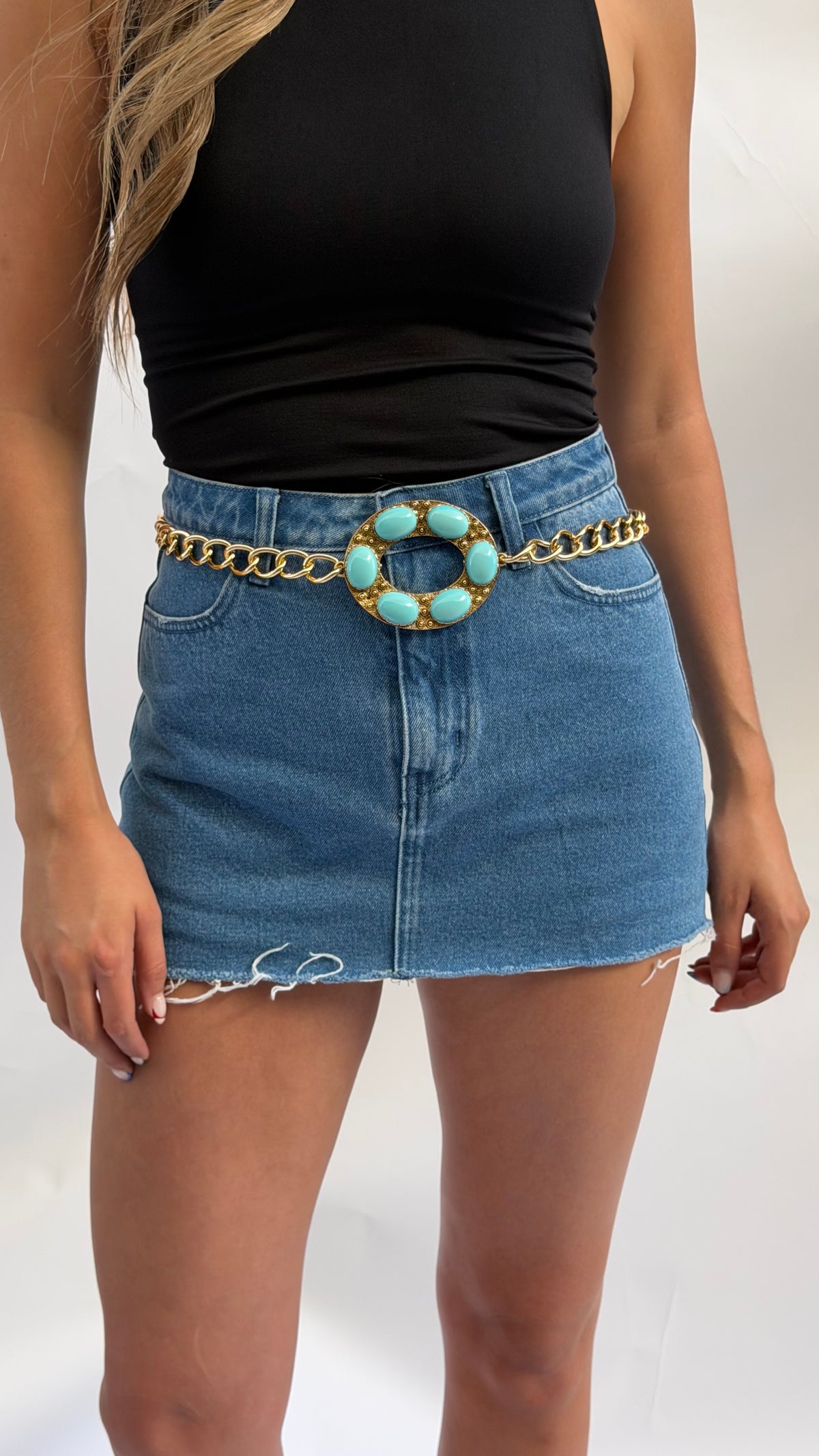 Turquoise Oval Chain Belt