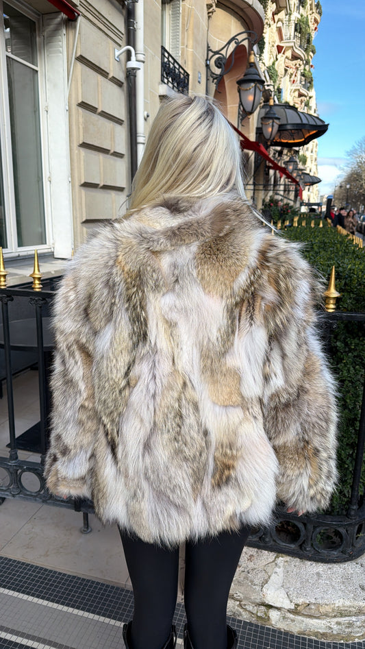 #GB71 Vintage Coyote Fur Jacket Size Medium