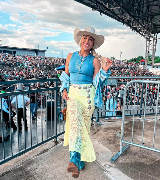 NEW!! "Trendsetter" Lace Maxi Skirt in Yellow