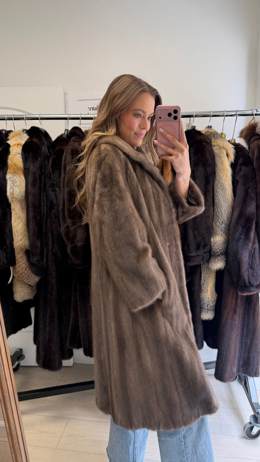 #36 Vintage Grey Mink Coat Size Small