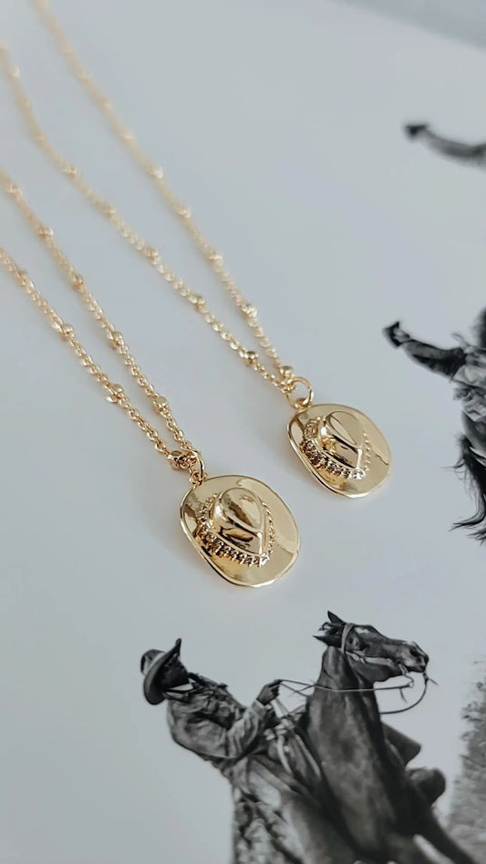 18K Gold Filled Cowboy Hat Pendant Necklace