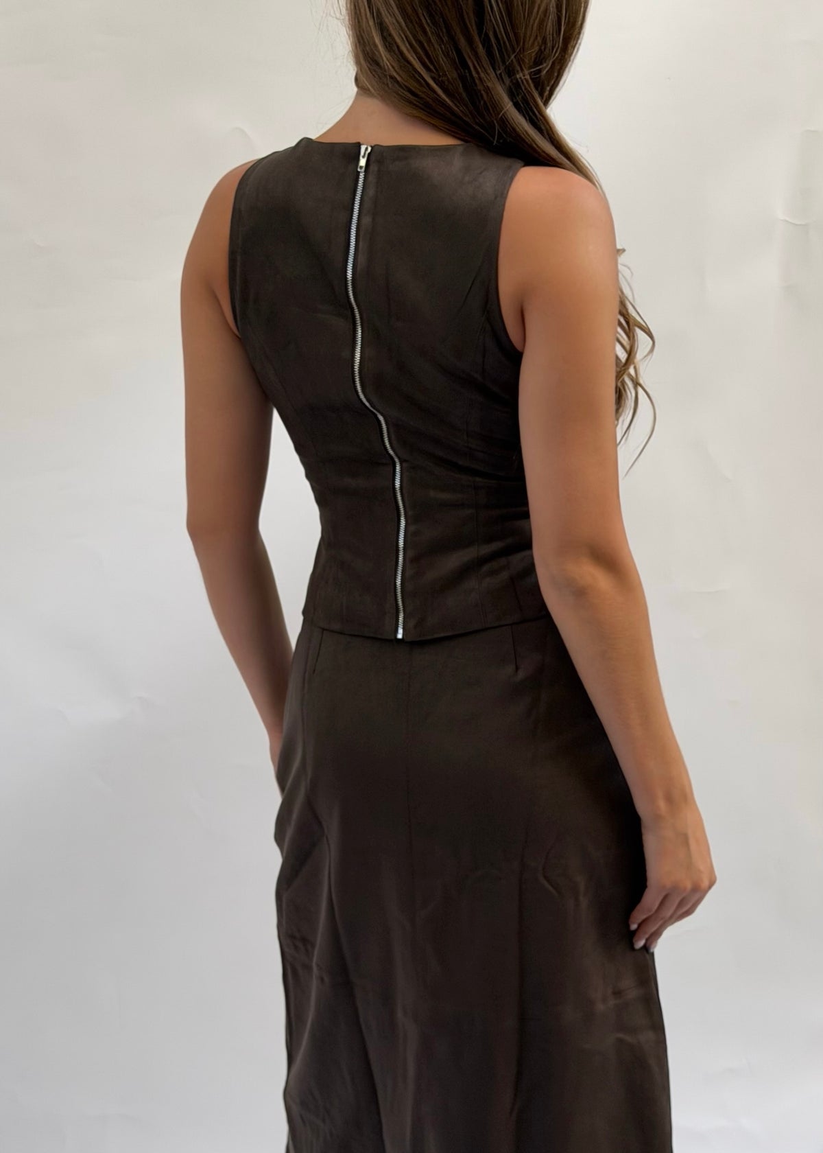 "Wildwood" Embroidered Suede Skirt