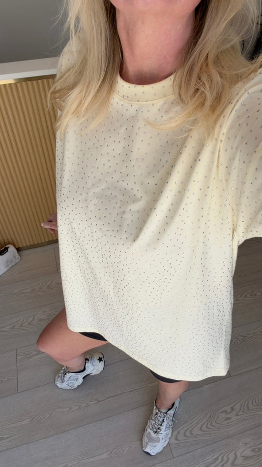 "Brooklyn" Rhinestone Tee in Yellow