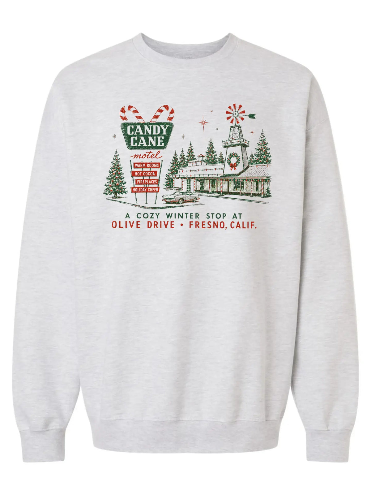 "Candy Cane Motel" Rhinestone Sweatshirt
