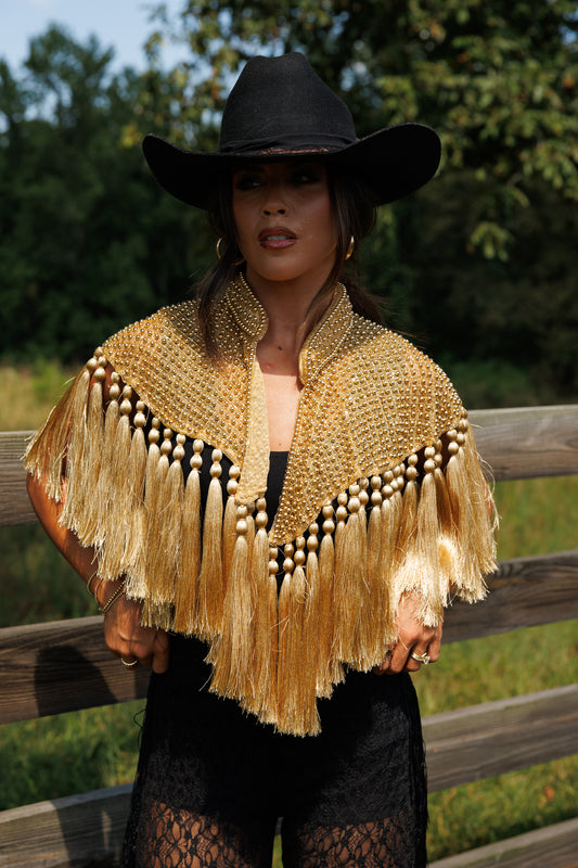Gold Fringe Tassel Cape
