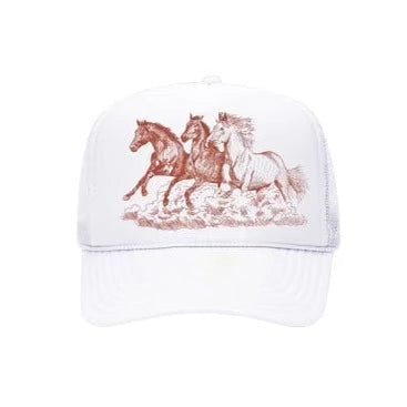 NEW!! Wild Horses Trucker in White