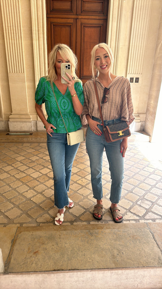 FINAL SALE!! Jordan Striped Button Down Top in Mocha