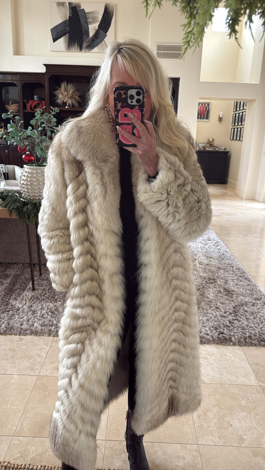 #27 Vintage White Fox Long Coat