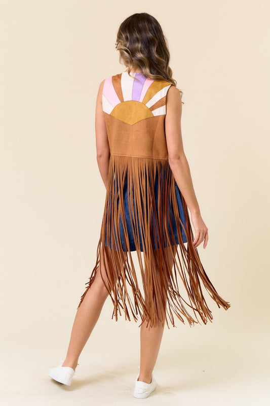 NEW!! "Fort Worth” Suede Fringe Shawl Vest