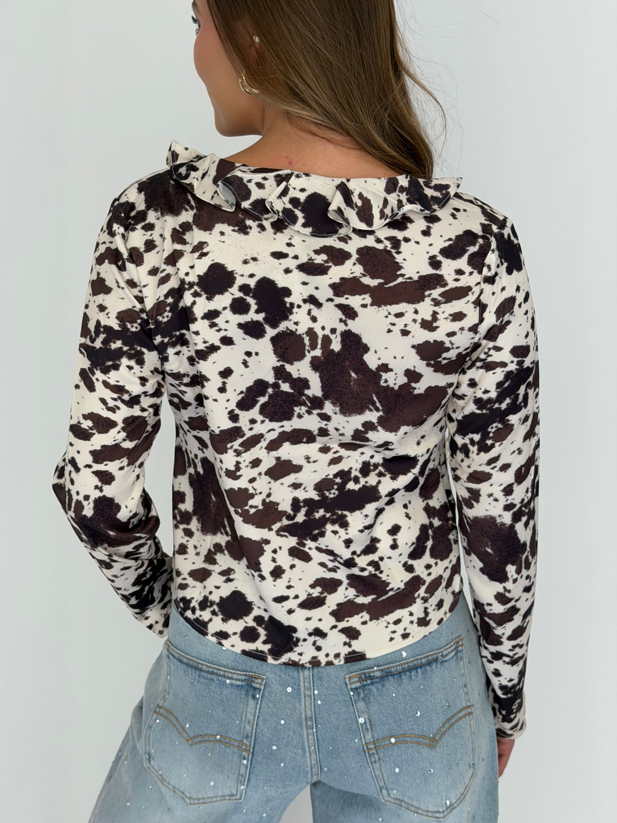 FINAL SALE!! Cow Print Tie Top