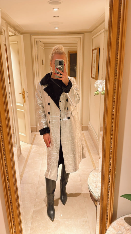 FINAL SALE!! Runway Silver Faux Fur Oversized Coat