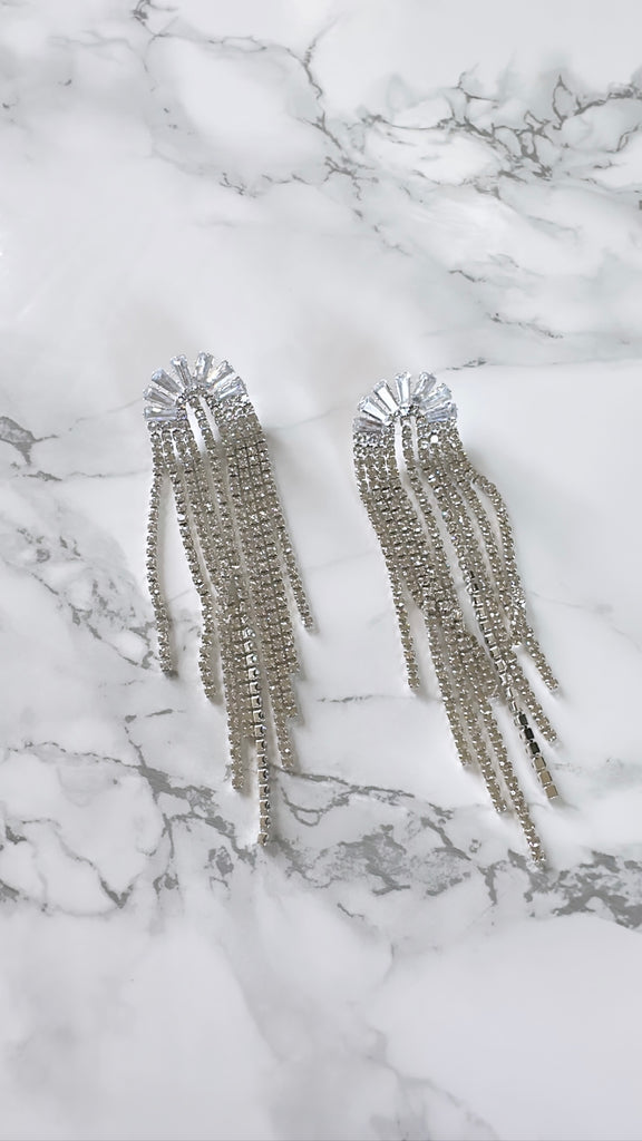 NEW!! The “Dazzle” Silver Crystal Drop Earring
