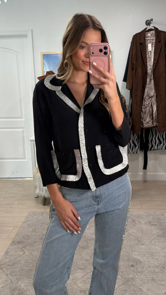 NEW!! Vintage Gucci Black Blouse Size S/M