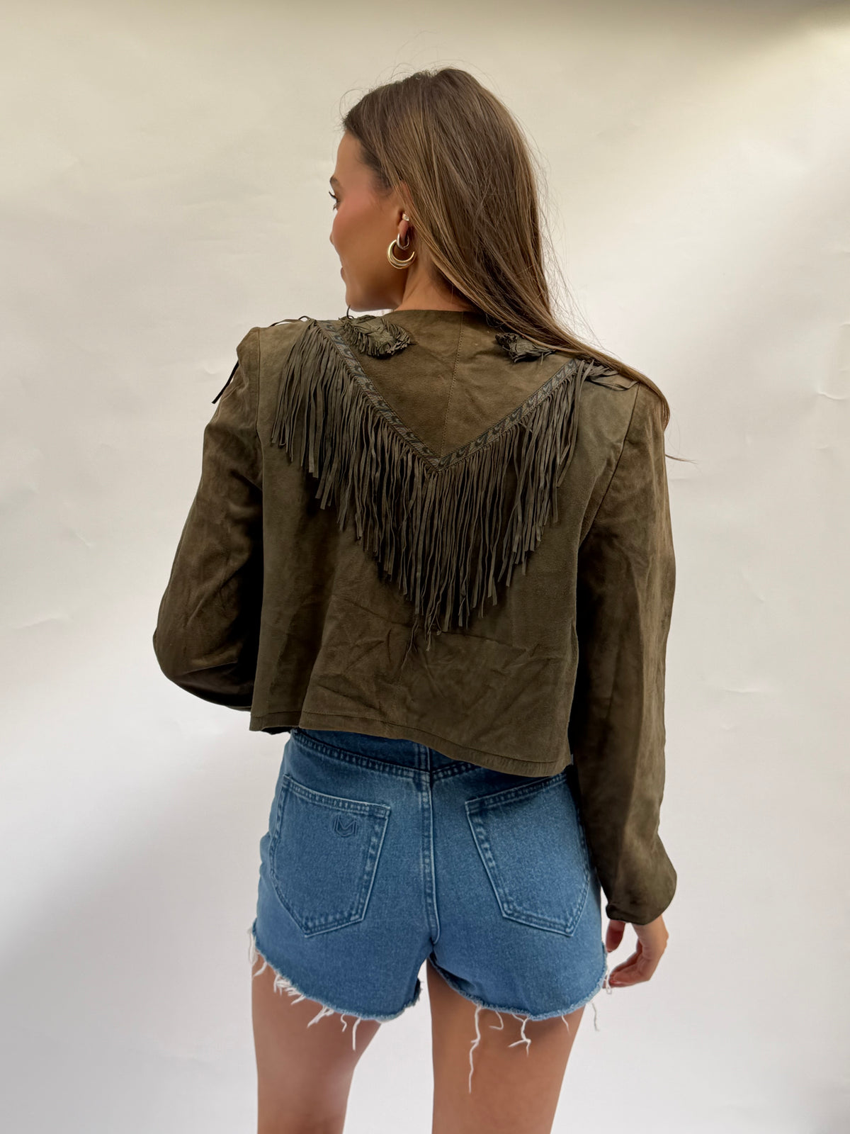 Vintage Roberto Cavalli Suede Fringe Jacket Size Medium