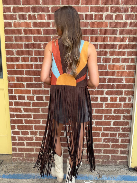 NEW!! "Desert Sun" Suede Fringe Vest in Brown