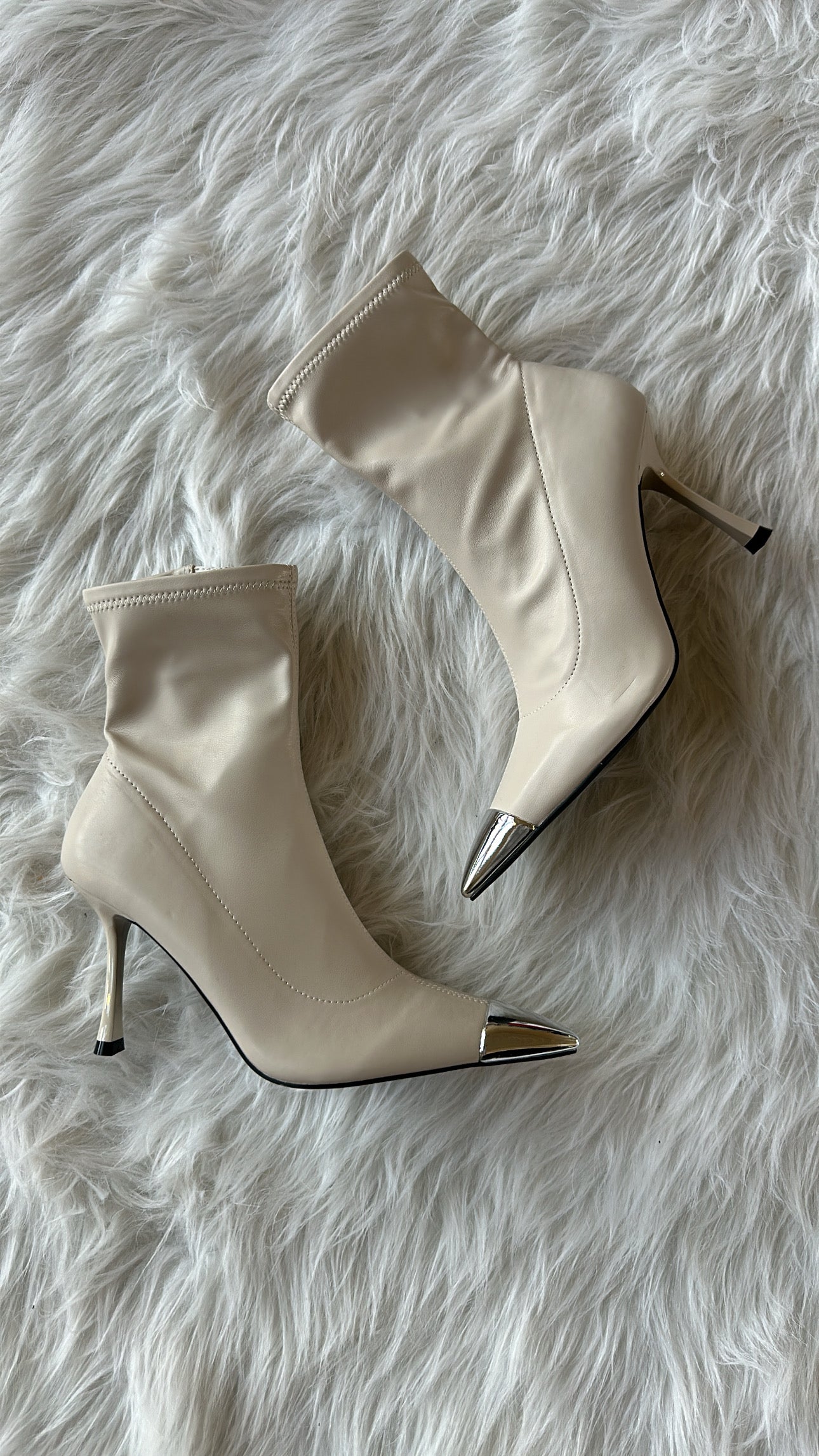 FINAL SALE!! The "Bridget" Silver Toe Bootie in Cream