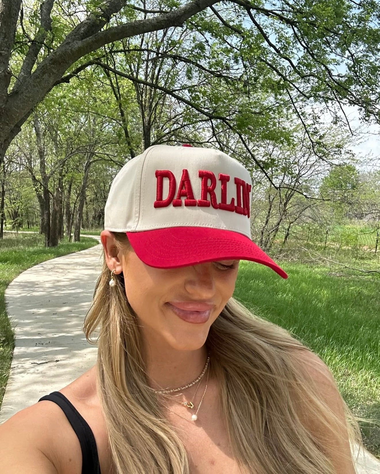 DARLIN Red and Cream EMBROIDERED Hat Well Darlin main image 4