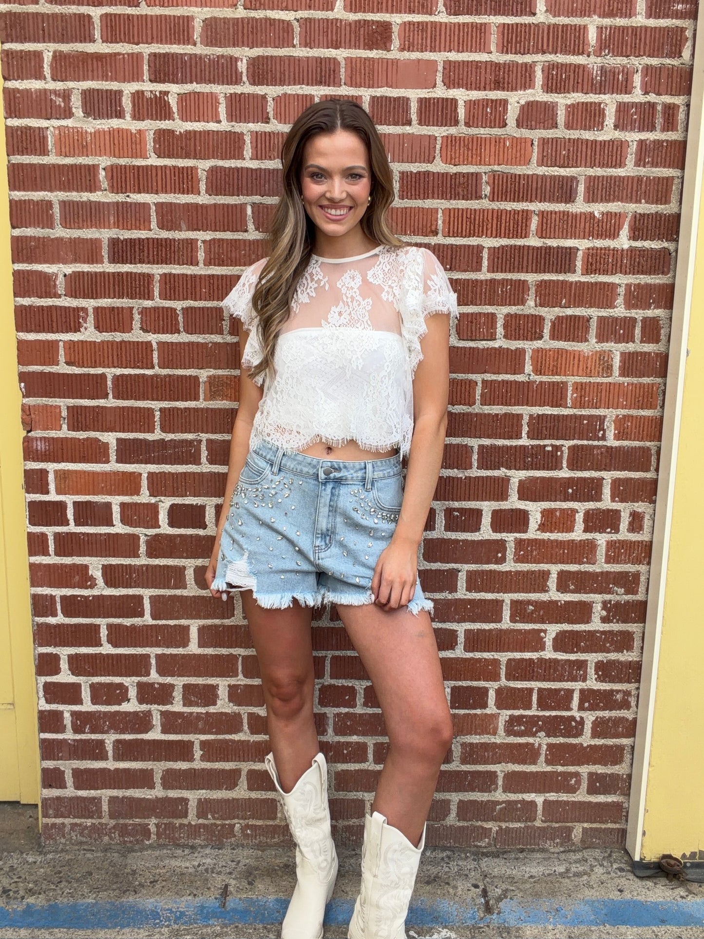 "Marren" Lace Top in White