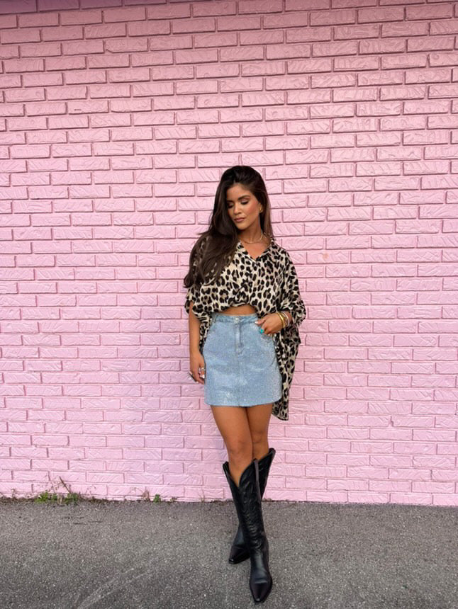 FINAL SALE!! Rhinestone Studded Denim Skirt