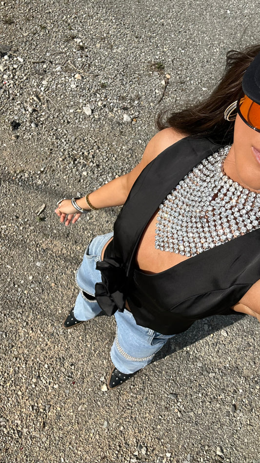 AS SEEN ON LILYAN & OTHERS!! Crystal Statement Necklace & Bandana in Silver/Clear