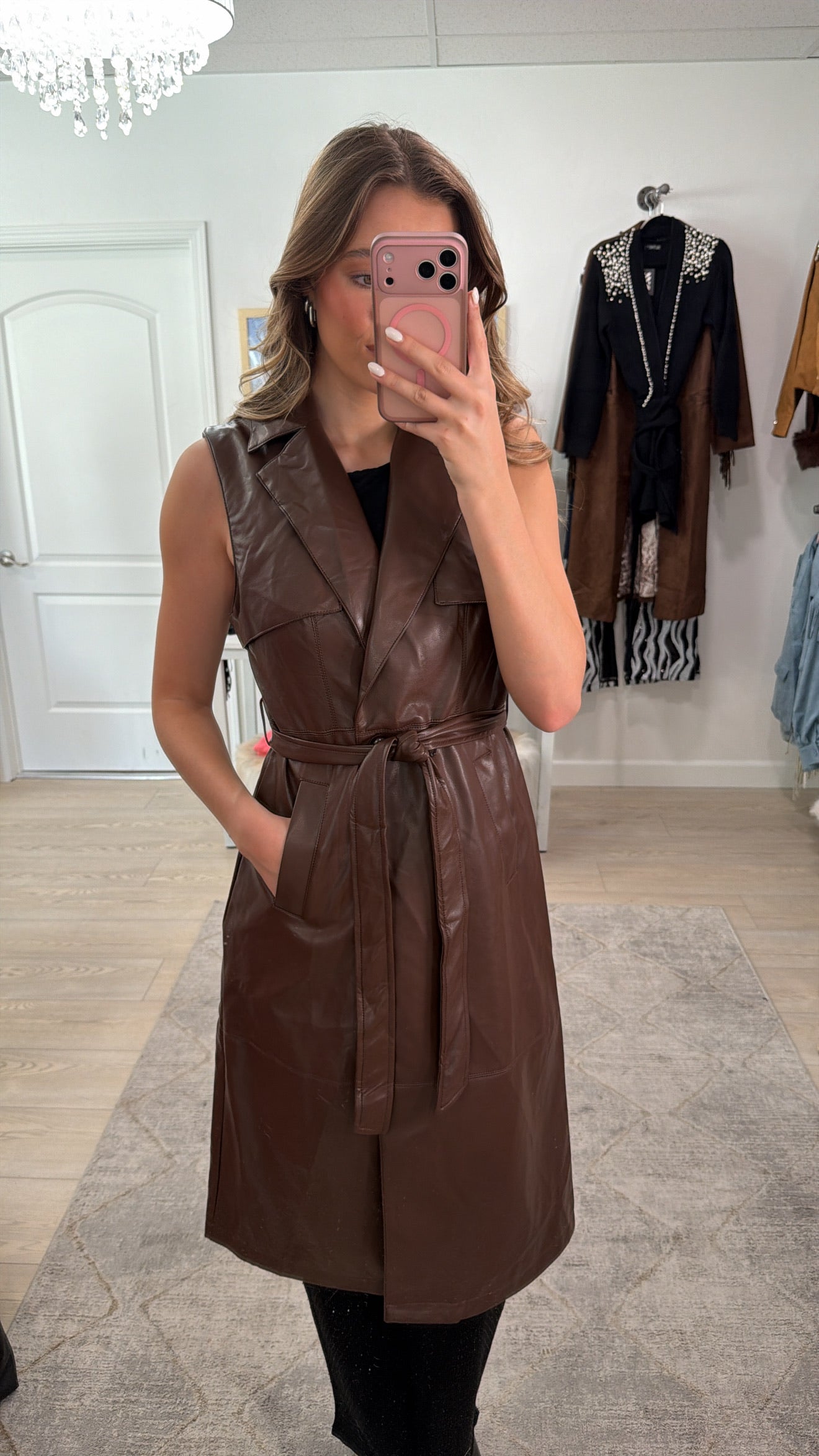 FINAL SALE!! Milano Faux Leather Longline Vest – Glitzy Bella