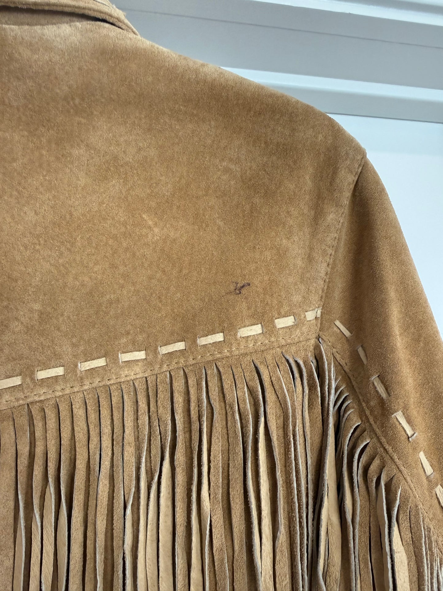 Vintage Tan Suede Fringe Jacket Size Medium