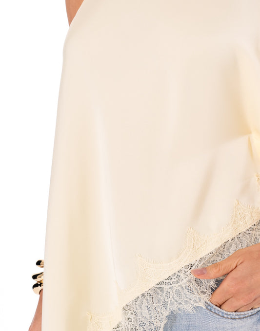 Asymmetric Lace Top in Butter Yellow