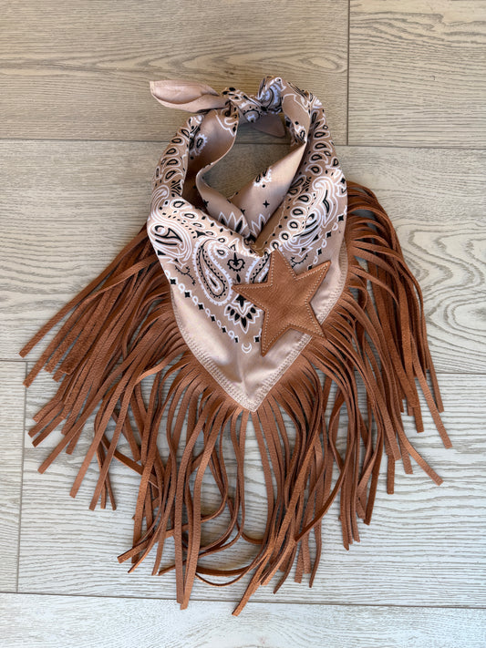 Leather Fringe & Star Bandana in 2 Colors