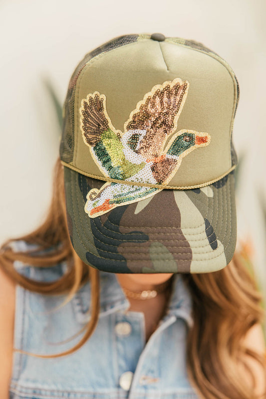 NEW!! The Sequin Patch & Camouflage Trucker Hat