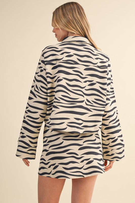 FINAL SALE!! Zebra Print Faux Suede Skirt in Cream