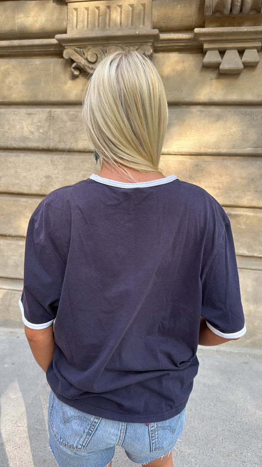 NEW!! Vintage YSL Embroidered Tee in Navy Size M/L