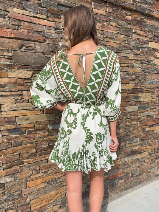 NEW!! "Ibiza" Tassel Mini Dress in Sage