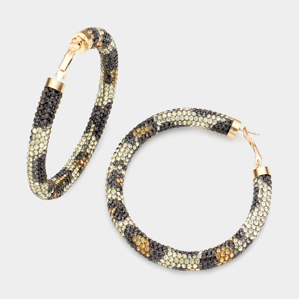 NEW!! Leopard Crystal Hoop Earrings