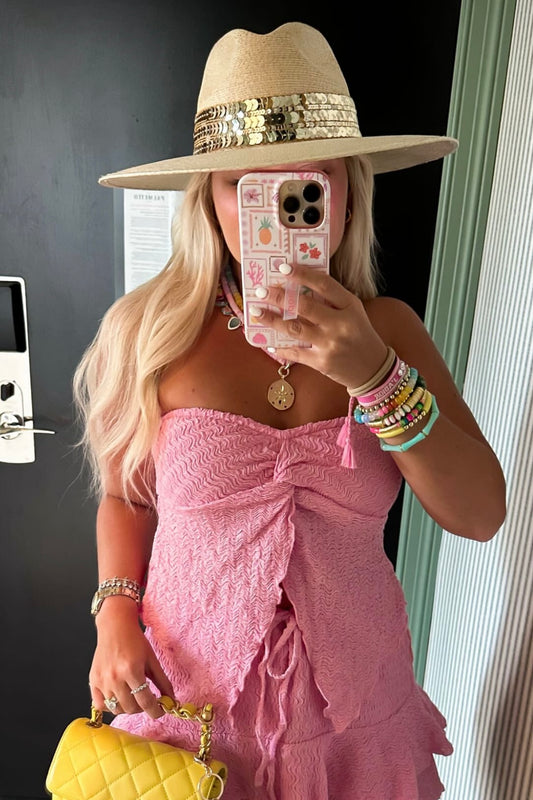 AS SEEN ON WHITNEY RIFE!! The Riviera Sequin Embellished Straw Panama in Light Natural