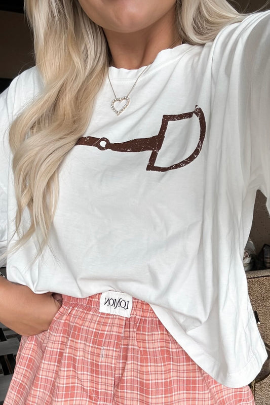 NEW!! Horse Bit Graphic Tee in White