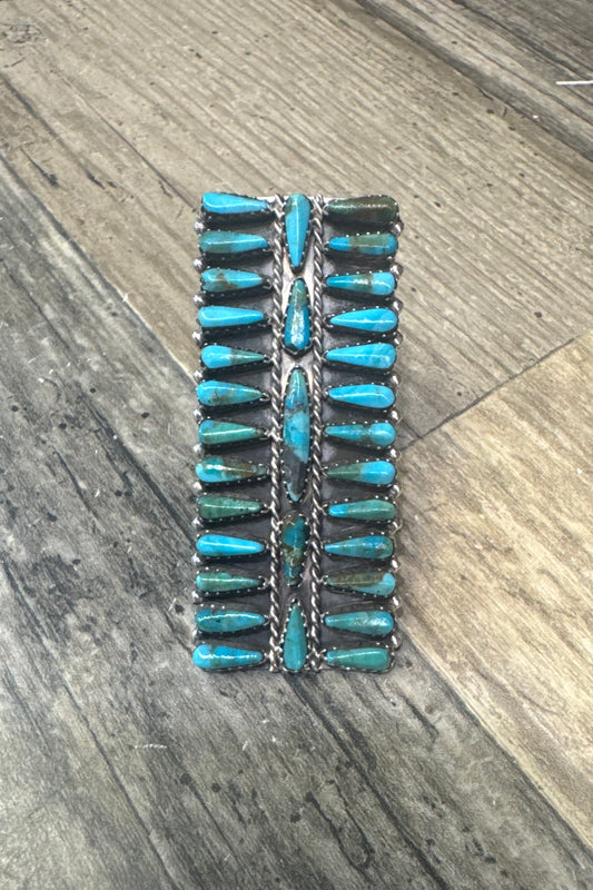 "Solana" Adjustable Kingman Turquoise Rectangle Ring