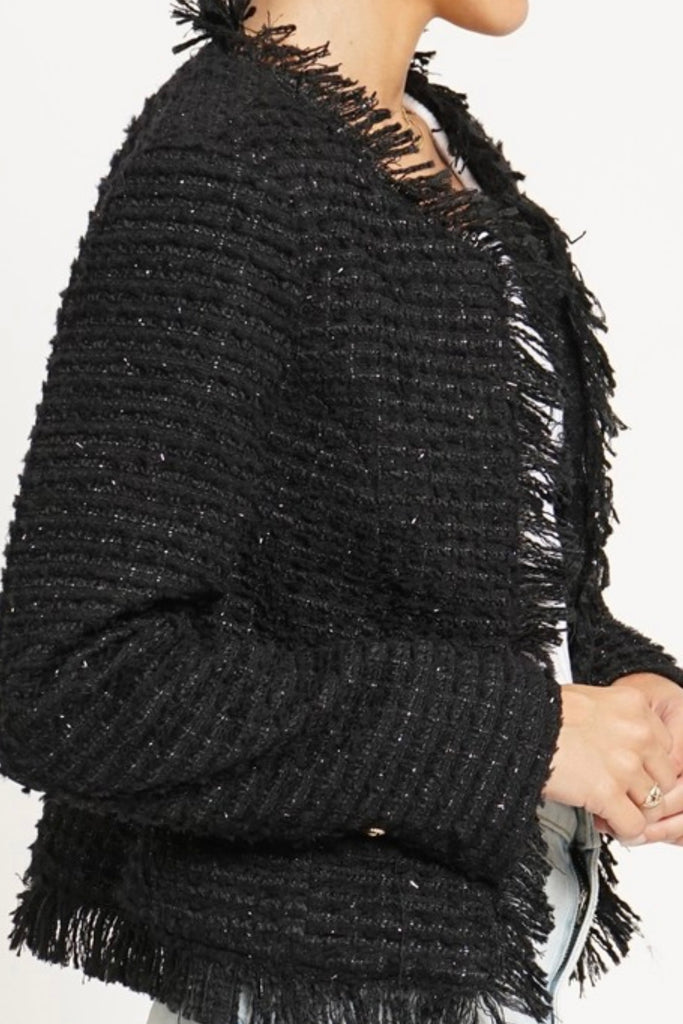 NEW!! The “Mademoiselle” Boucle Tweed Jacket in Black
