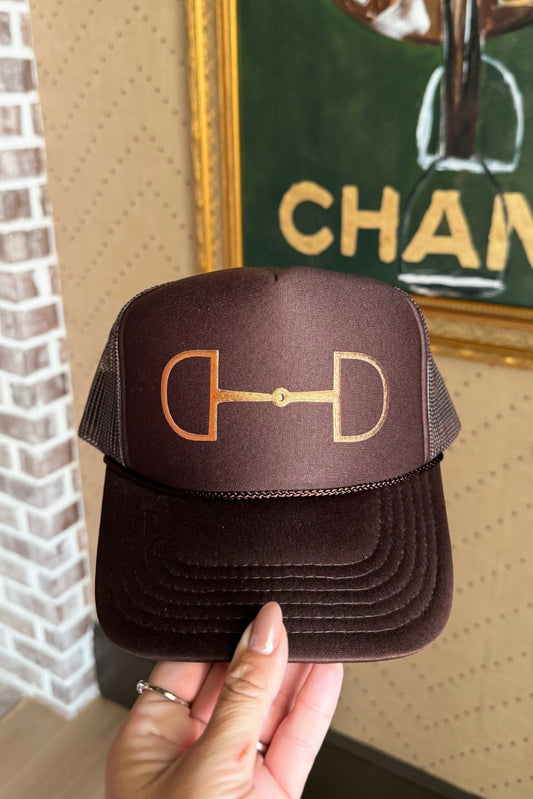 NEW!! Horsebit Trucker Hat in Brown