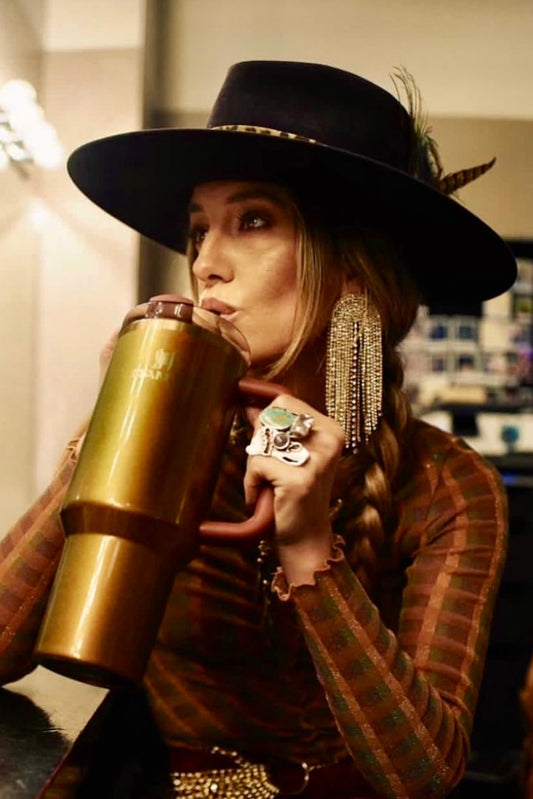 AS SEEN ON LAINEY WILSON!! Champagne & Black Crystal Jumbo Rainbow Earrings